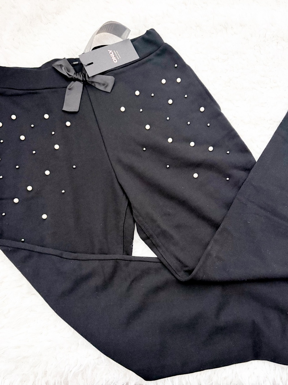 NEW Black Pearl Embellished Jogger Sweatpants